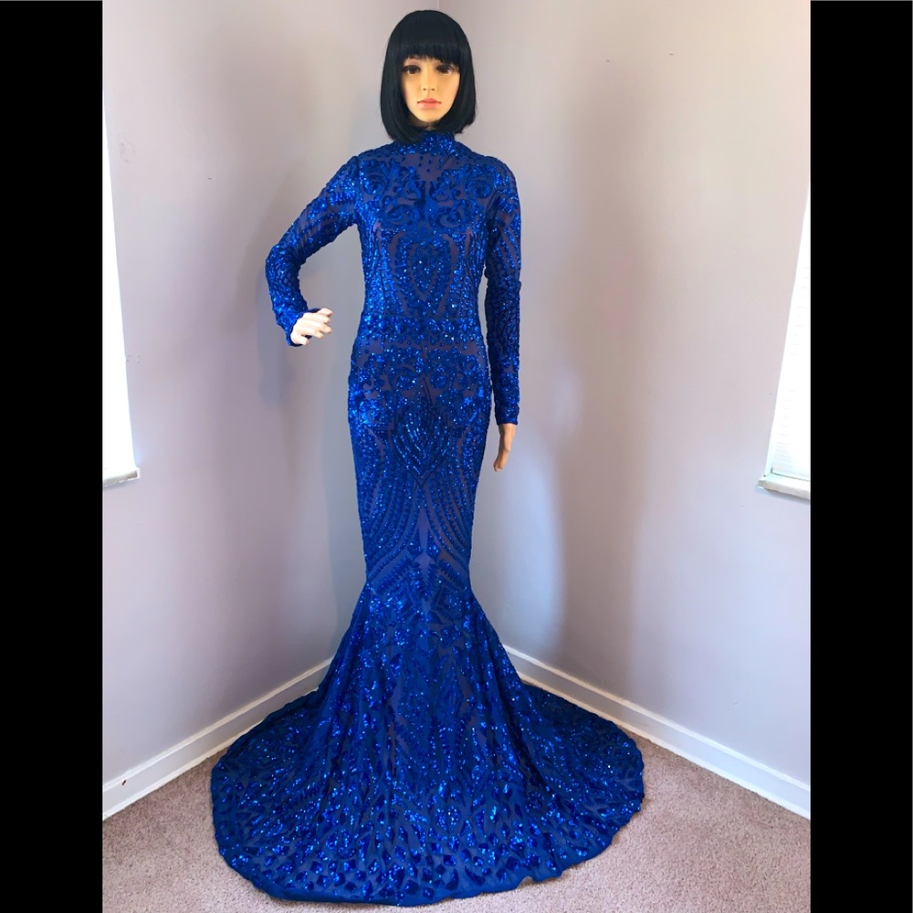 Exclusive Shane Justin Sequins & Beaded Prom Dress